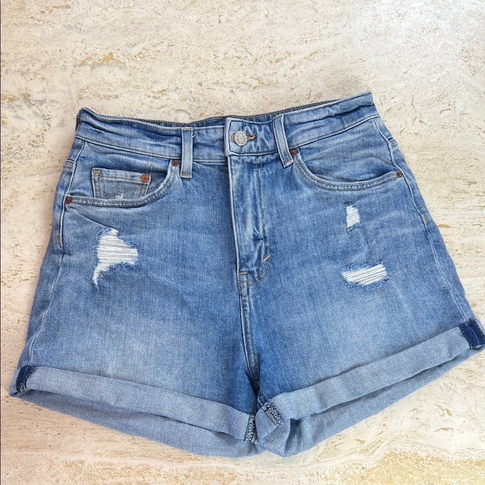 & DENIM high waist jean denim shorts women’s size 6